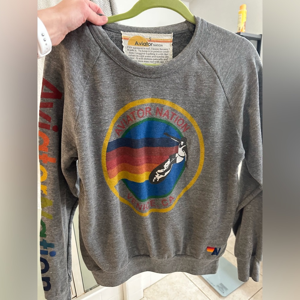 Aviator Nation grey crewneck sweatshirt in size small